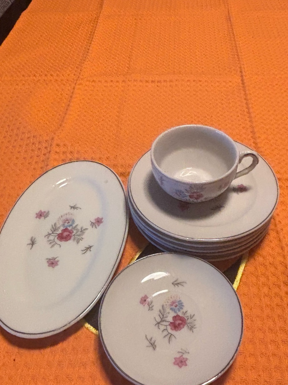 Mini Floral Cream and Pink Tea Plate and Cup Set - Picture 2 of 10